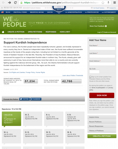 تکایە دەنگی خۆتان بدەن بەو ڕاپرسیەی کە لە ماڵپەری کۆشکی سپی ئەمریکا ئامادەکراوە.